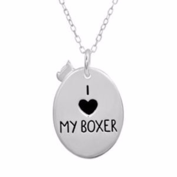Necklace Love My Boxer Dog Pendant Boxed Silver Tone Length 18" - Picture 2 of 6